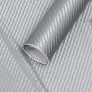 Folie Colantare Auto Carbon 3D - Argintiu (3M X 1,27M) Reducere specială