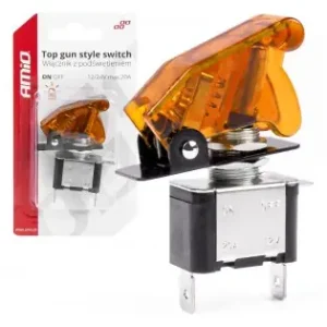 Livrare expres Comutator Iluminat (Intrerupator) Cu Protectie, Destinatie Auto, Moto, Atv, Ssv, Off-Road, Model "Top Gun", Tensiune 12V - 24V, Culoare Orange