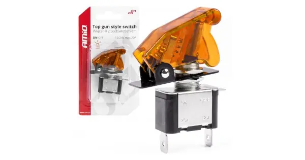 Livrare expres Comutator Iluminat (Intrerupator) Cu Protectie, Destinatie Auto, Moto, Atv, Ssv, Off-Road, Model "Top Gun", Tensiune 12V - 24V, Culoare Orange