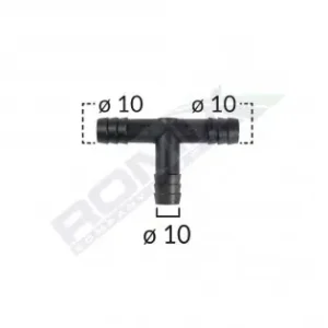 Conector Teu Furtun Conducte Universal 10Mm - Negru Set 5 Buc Lichidare de stoc