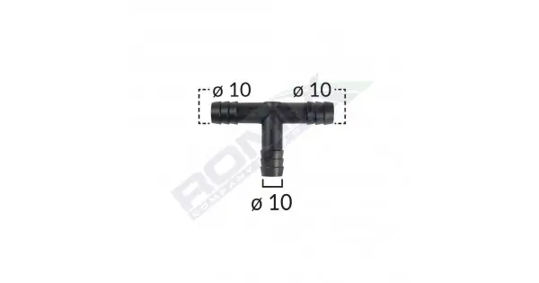 Conector Teu Furtun Conducte Universal 10Mm - Negru Set 5 Buc Lichidare de stoc