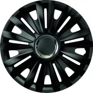Livrare gratuită Set Capace Roti 15` Negre Cu Inel Cromat Royal