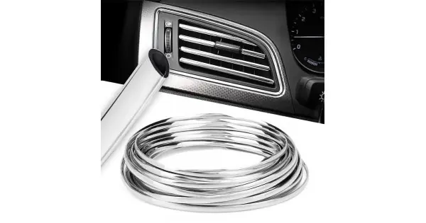 Livrare expres Rola Ornament Auto De Tip "U" Pentru Muchii Sau Grila Ventilatie, 15M Liniari, Culoare Crom Silver