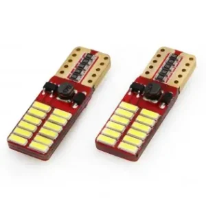 Cel mai bun preț Set Becuri Auto Cu Led Canbus Compatibil T10E W5W 24 Smd Alb 12V/24V, Destinat Competitiilor Auto Sau Off-Road