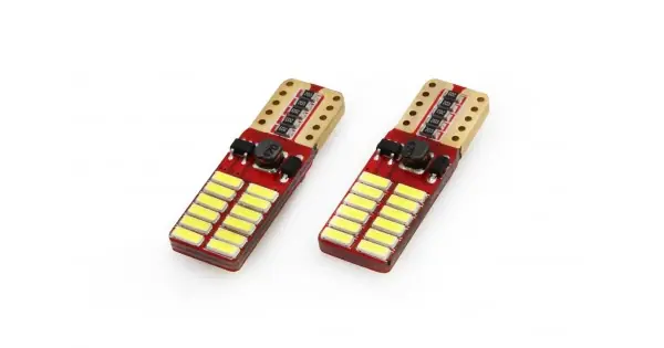 Cel mai bun preț Set Becuri Auto Cu Led Canbus Compatibil T10E W5W 24 Smd Alb 12V/24V, Destinat Competitiilor Auto Sau Off-Road