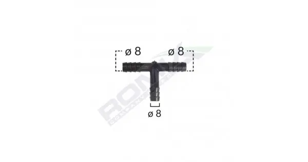 Conector Teu Furtun Conducte Universal 8Mm - Negru Set 5 Buc Cel mai vândut
