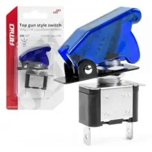Comutator Iluminat (Intrerupator) Cu Protectie, Destinatie Auto, Moto, Atv, Ssv, Off-Road, Model "Top Gun", Tensiune 12V - 24V, Culoare Albastra Cel mai vândut