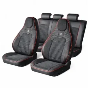 Cumpără acum Set Huse Scaune Auto Premium, Model Blaze Torque, Design Sportiv,Universale, Ergonomice, Piele Ecologica Cu Insertii Textile, Culoare Negru/Rosu