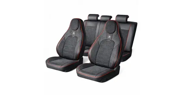 Cumpără acum Set Huse Scaune Auto Premium, Model Blaze Torque, Design Sportiv,Universale, Ergonomice, Piele Ecologica Cu Insertii Textile, Culoare Negru/Rosu