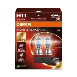 Nu rata Set 2 Becuri 12V H11 55 W Night Breaker +220% Osram