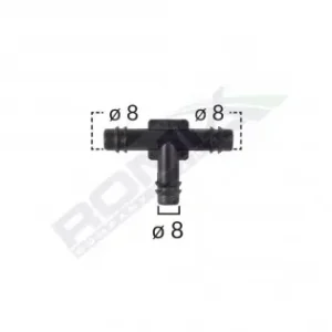 Popular Conector Furtun Teu Universal 8Mm - Negru Set 5 Buc