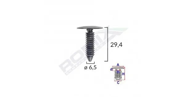 Clips Tapiterie Pentru Gm 6.5X29.4Mm - Negru Set 10 Buc Bestseller