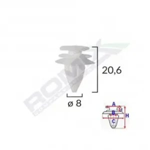 Clips Tapiterie Pentru Bmw 8X20.6Mm - Alb Set 10 Buc Livrare gratuită