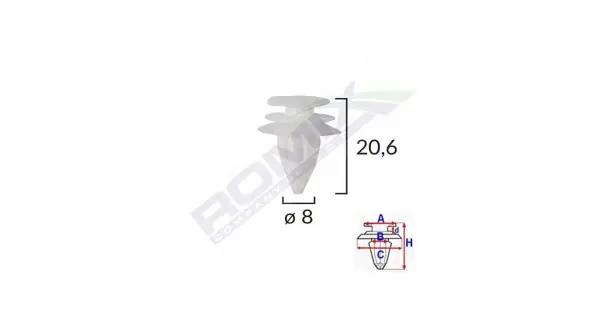 Clips Tapiterie Pentru Bmw 8X20.6Mm - Alb Set 10 Buc Livrare gratuită
