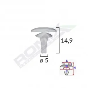 Clips Garnituri Pentru Mitsubishi/toyota/honda/hyundai/lexus 5X14.9Mm - Alb Set 10 Buc Ultima șansă