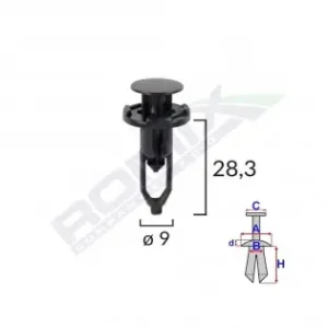Ofertă specială Clips Fixare Pentru Toyota/lexus 9X28.3Mm - Negru Set 10 Buc