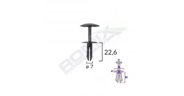 Clips Fixare Pentru Ford 7X22.6 - Negru Set 10 Buc Transport gratuit
