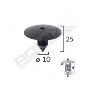 Clips Fixare Elemente Roata Pentru Renault 10X25Mm - Negru Set 10 Buc Disponibil imediat