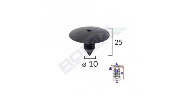 Clips Fixare Elemente Roata Pentru Renault 10X25Mm - Negru Set 10 Buc Disponibil imediat