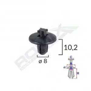 Clips Fixare Elemente Roata Pentru Citroen/peugeot 8X10.2 - Negru Set 10 Buc Cel mai bun preț
