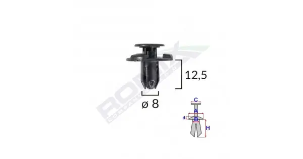 Clips Fixare Elemente Exterior Pentru Nissan, Subaru 8X12.5Mm Negru Set 10Buc Vezi acum