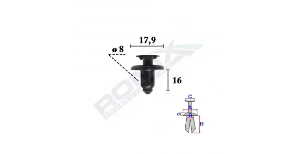 Nu rata Clips Fixare Elemente Exterior Pentru Hyundai, Kia8X16Mm Negru - Set 10 Buc