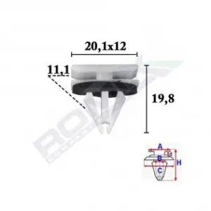 Clips Fixare Elemente Exterior Pentru Ford, Opel, Chevrolet 11.1X19.8X20.1Mm Gri - Set 10 Buc Mai ieftin