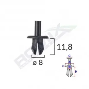 Clips Fixare Elemente Exterioare Pentru Opel/volvo/vw 8X11.8Mm - Negru Set 25 Buc Ofertă