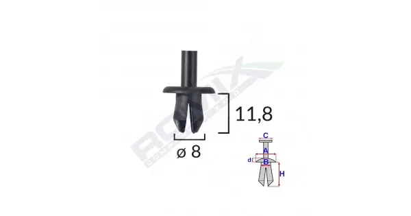 Clips Fixare Elemente Exterioare Pentru Opel/volvo/vw 8X11.8Mm - Negru Set 25 Buc Ofertă