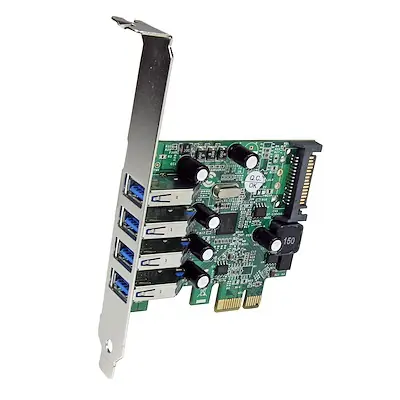 Noutate Card adaptor controler PCI Express PCIe SuperSpeed USB 3.0 cu 4 porturi - 5Gbps - Alimentare SATA