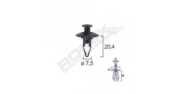 Clips Fixare Pentru Mitsubishi 7.5X20.4Mm - Negru Set 10 Buc Noutate