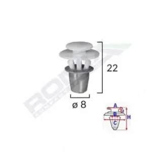 Clips Fixare Elemente Exterioare Pentru Seat Vw 8X22Mm - Alb Set 10 Buc Ofertă de sezon