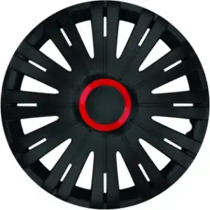 Lichidare de stoc Set Capace Roti 16` Negre Cu Inel Rosu Active