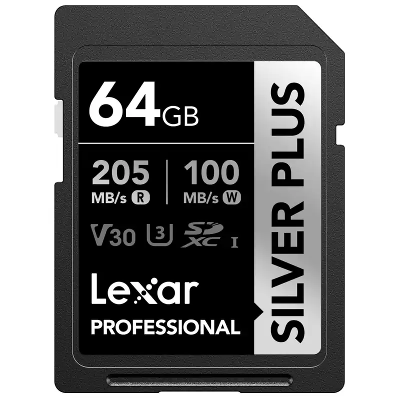 Card de Memorie Lexar Professional SILVER PLUS SDXC 64GB, UHS-I, U3, V30, Citire 205 MB/s, Scriere 150 MB/s, Inregistrare 4K Nu rata