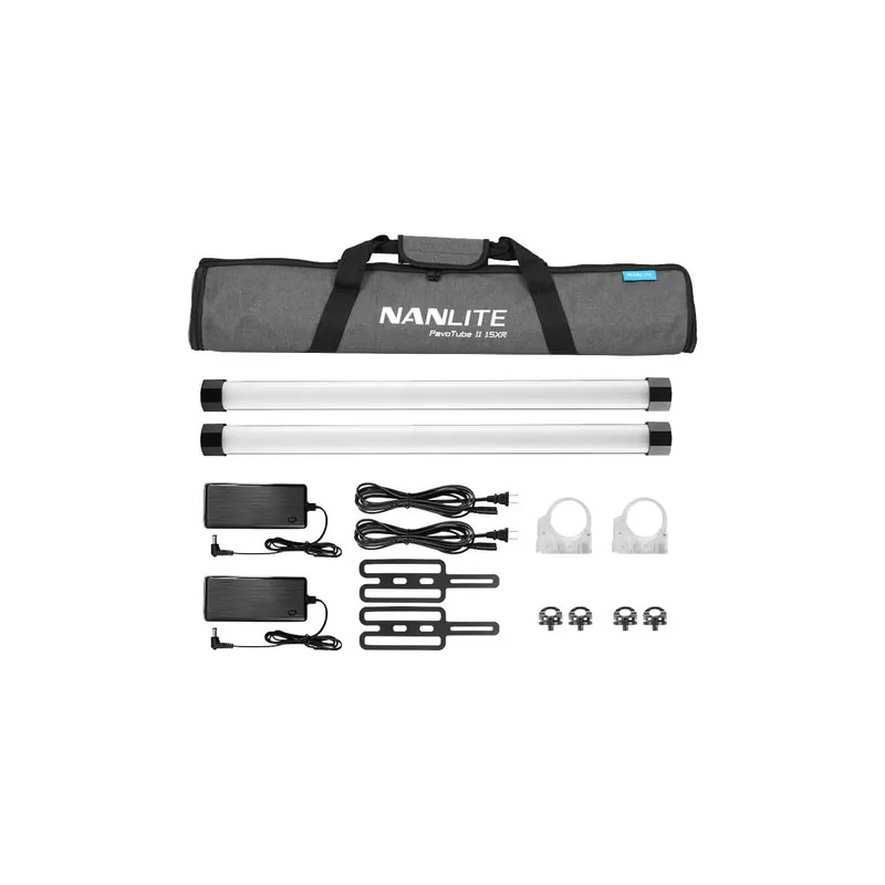 Nanlite PavoTube II 15XR Kit 2 Tuburi LED RGBWW, 60cm, CRMX LumenRadio, Pixel Control, 2700K-12000K, Baterie integrata si Geanta Plată securizată