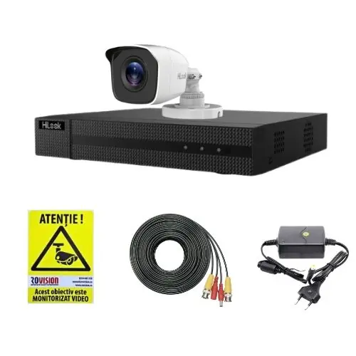 Cel mai bun preț Kit supraveghere Hikvision Hilook, 1 camera 2MP, IR 20m, DVR 4 canale, 2MP, Autocolant Rovision