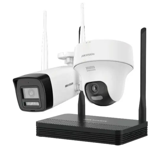 Kit supraveghere IP Wireless Hikvision HiLook, 2 camere 4MP, IR 30m, microfon, difuzor, slot microSD, NVS - IKS-2044BTH-PH/W Ofertă specială