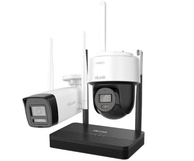Reducere specială Kit supraveghere IP Wireless Hikvision HiLook IKS-2044BPH-PH/W, 1x camera dome, 1x camera bullet, 4MP, Audio, NVR 4 canale