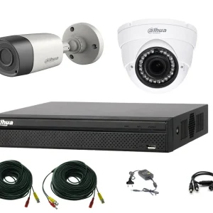 Vezi acum Sistem supraveghere video profesional Dahua HDCVI mixt, 2 camere 2MP IR Smart 20m cu DVR DAHUA 4 canale, accesorii, live internet