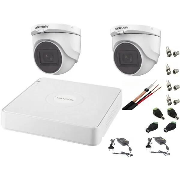 Sistem supraveghere interioraudio-video Hikvision 2 camere Turbo HD 2MP DVR 4 canale Nu rata