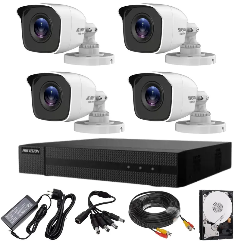 Chilipir Sistem supraveghere Hikvision seria HiWatch 4 camere 5MP IR 20m DVR 4 canale cu accesorii si HDD 500GB inclus