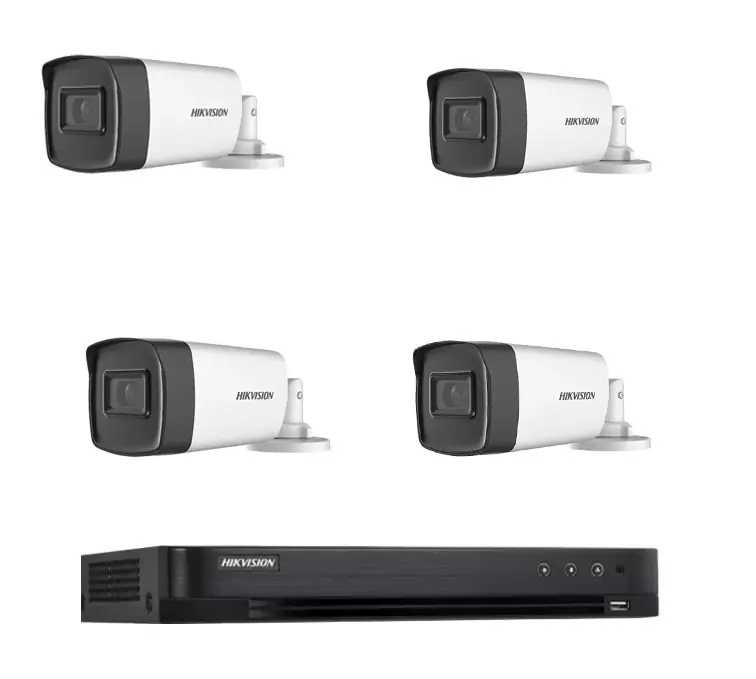 Kit supraveghere 4 camere exterior FULL HD Hikvision 40m infrarosu si DVR 4 canale Hikvision Plată securizată