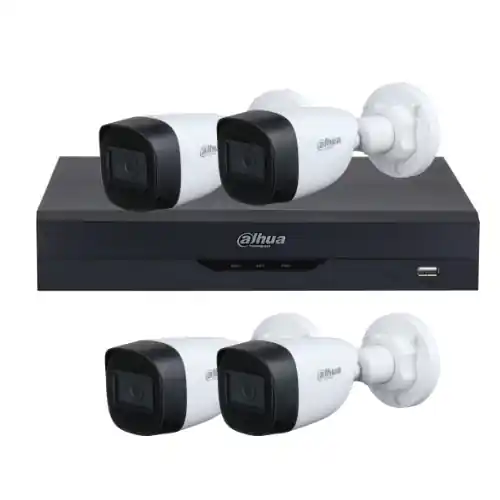 Kit supraveghere basic Dahua 4 camere 5MP, IR 30m, lentila fixa 2.8mm, DVR 4 canale, inteligenta artificiala Preț mic