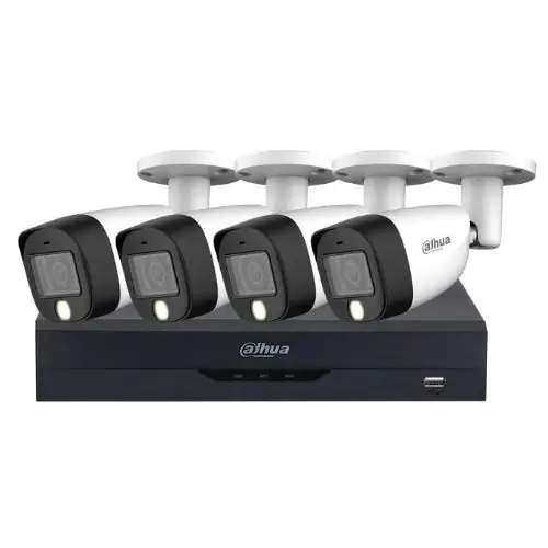 Mai ieftin Sistem supraveghere Dahua 5MP 4 Camere Analog Exterior Lentila 3.6mm Dual Light IR 20m WL 20m Microfon si DVR 4 canale WizSense Audio