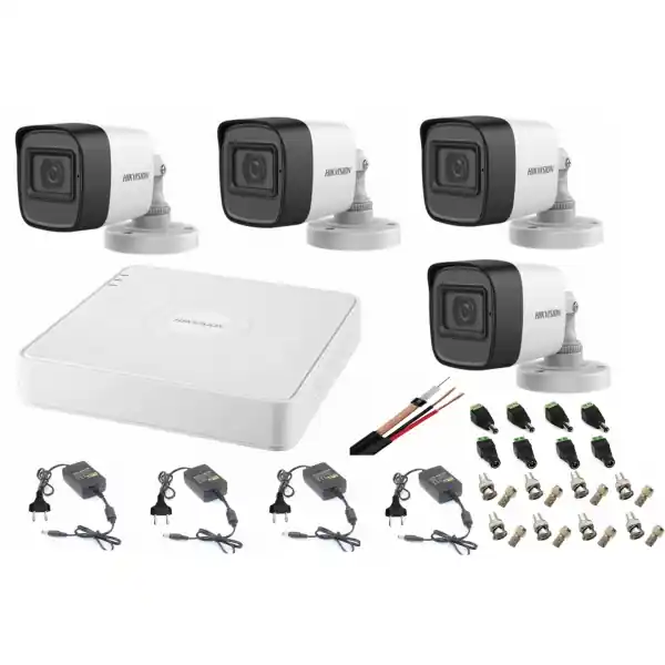 Sistem supraveghere audio-video Hikvision 4 camere Turbo HD 2MP DVR 4 canale Livrare rapidă
