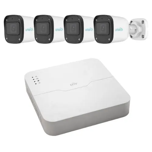 Reducere de preț Sistem supraveghere simplu Uniarch, 4 camere IP 2MP Full HD, Vizualizare de pe mobil, Microfon, De exterior, Vizibilitate pe timp de noapte 30m, NVR 4 canale PoE
