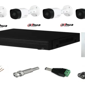 Sistem supraveghere video exterior 4 camere Dahua 2MP IR 20m, DVR Dahua, accesorii incluse Ieftin