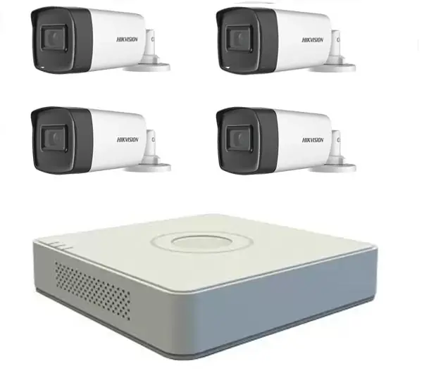 Kit sistem 4 camere supraveghere exterior 5MPTURBOHD HIKVISION 40 m IR DVR Hikvision H265 Bestseller