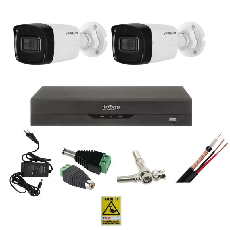 Sistem supraveghere profesional 2 camere 8MP 4K ultra hd, IR80m, microfon incorporat Ieftin