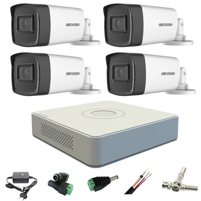 Sistem supraveghere profesional Hikvision 4 camere 5MP Turbo HD IR 40m Expediere rapidă